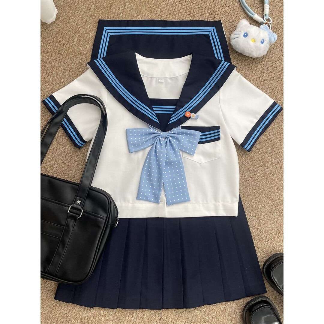 知半城正版日系校服jk百搭基础款绀色蓝三本制服校供感甜美中间服