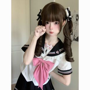 奈香娜原创【奶芙喵】正版jk制服水手服可爱收腰显瘦学院风套装