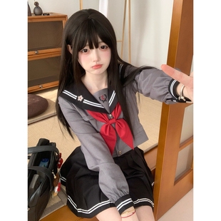 【泽野樱】猫腻JK社原创jk正版制服水手服女暗黑套装灰黑色中间服