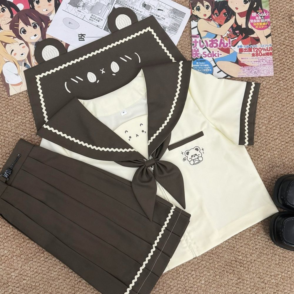 知半城原创jk制服【羔羔熊】日系咖色小熊幼稚园水手服女学生套装