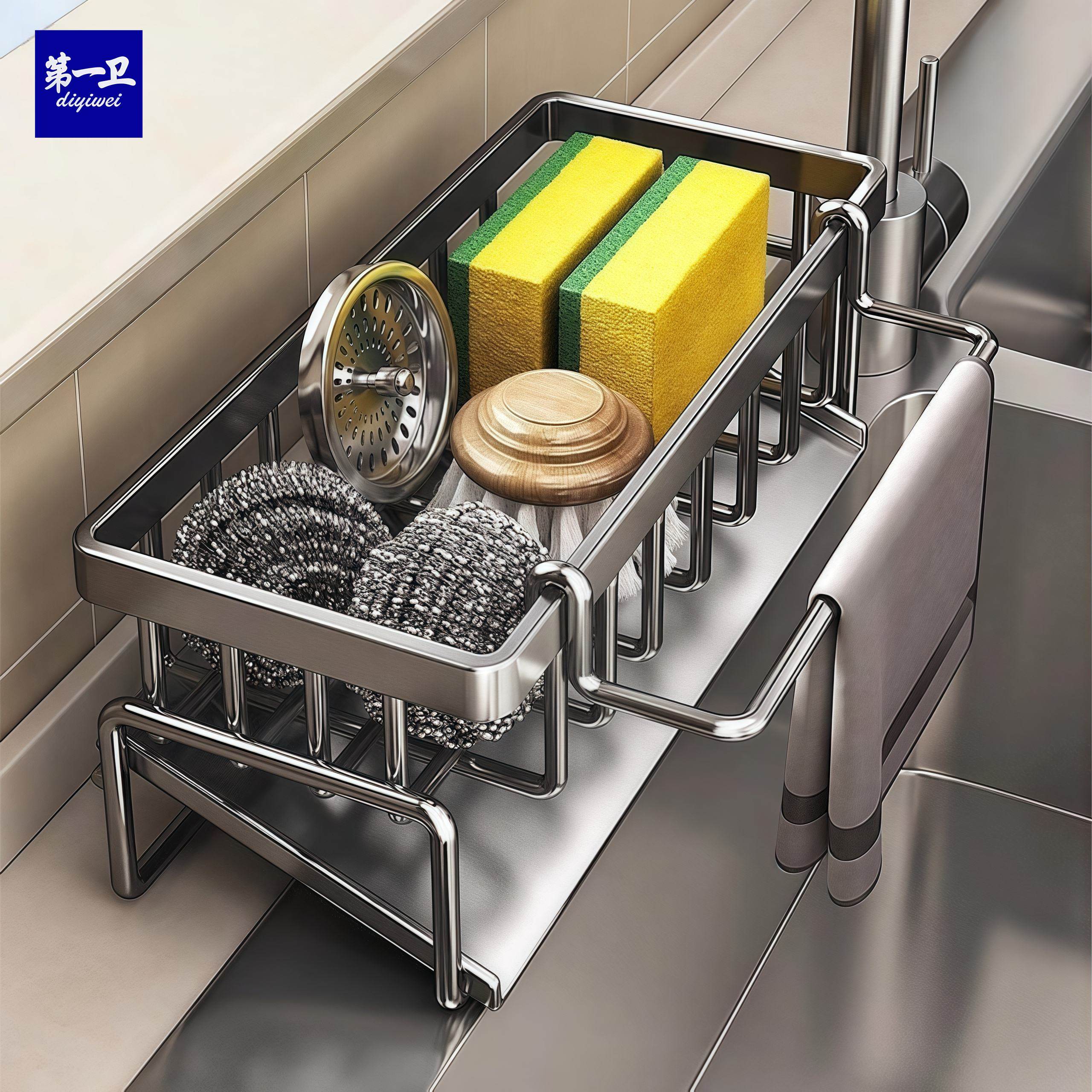 新款厨房置物架沥水架抹布收纳水龙头洗菜池洗碗水槽用品收纳神器