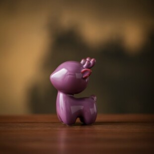 紫色灵鹿香插创意陶瓷茶桌茶宠装饰摆件中国风简约功夫香道线香炉