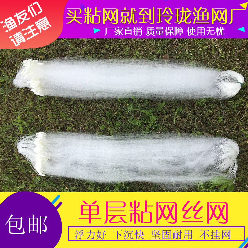 单层捕鱼网小白条渔网粘网一指宽鱼网沉网丝网小眼浮网60公分挂网