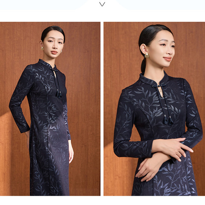 【柳哥推荐】印花立领连衣裙子新中式盘扣复古旗袍裙VDAB22DRB0