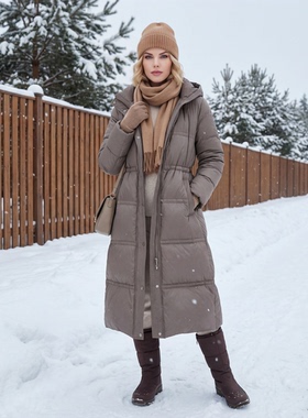 【花花推荐】bnx时尚长款带帽潮流拉链羽绒服BSDDW3957ZC