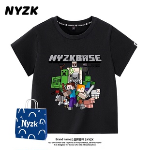NYZK我 T恤純棉洋氣時(shí)髦上衣女童半袖 兒童酷帥夏裝 世界男童短袖