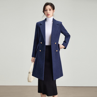 中长款毛呢外套女秋冬2026新款韩范双排扣修身显瘦小个子呢子大衣