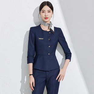 无领西服套装女高级感秋季皮肤管理师工装酒店前台经理正装工作服