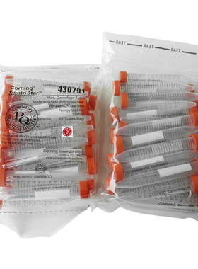 Corning 康宁430791 15ml不带架橙色盖离心管锥型底无菌无酶爆款