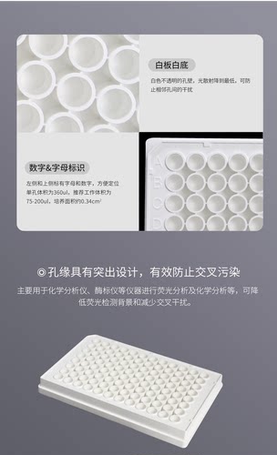 96孔微孔板酶标板白底白板中结合力平替康宁corning costar 3912