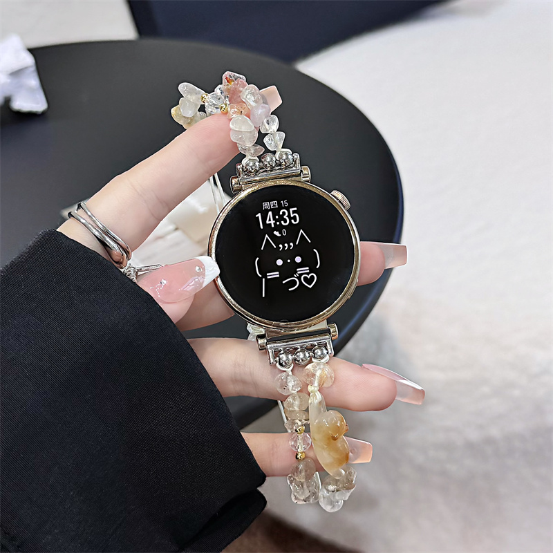 卡通碎石趴趴橘猫咪适用华为GT5gt4表带Fit4串珠watch4腕带编织绳