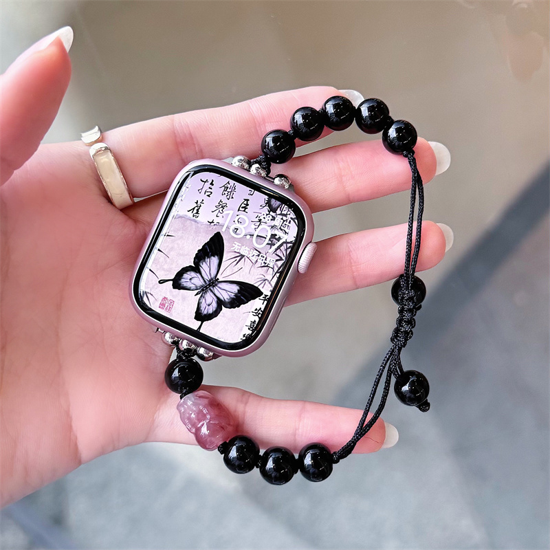 新中式编绳醒狮串珠适用华为Gt4/5手表表带gt3pro黑曜石GT2少女潮