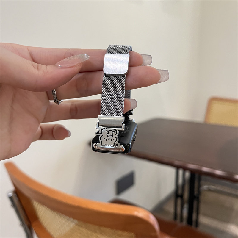 萌系猫咪适用华为9/8NFC手环10表带米兰Fit3磁吸11pro金属腕带潮P