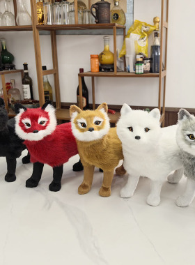 塑料招财可爱室内摆件仿真狐狸