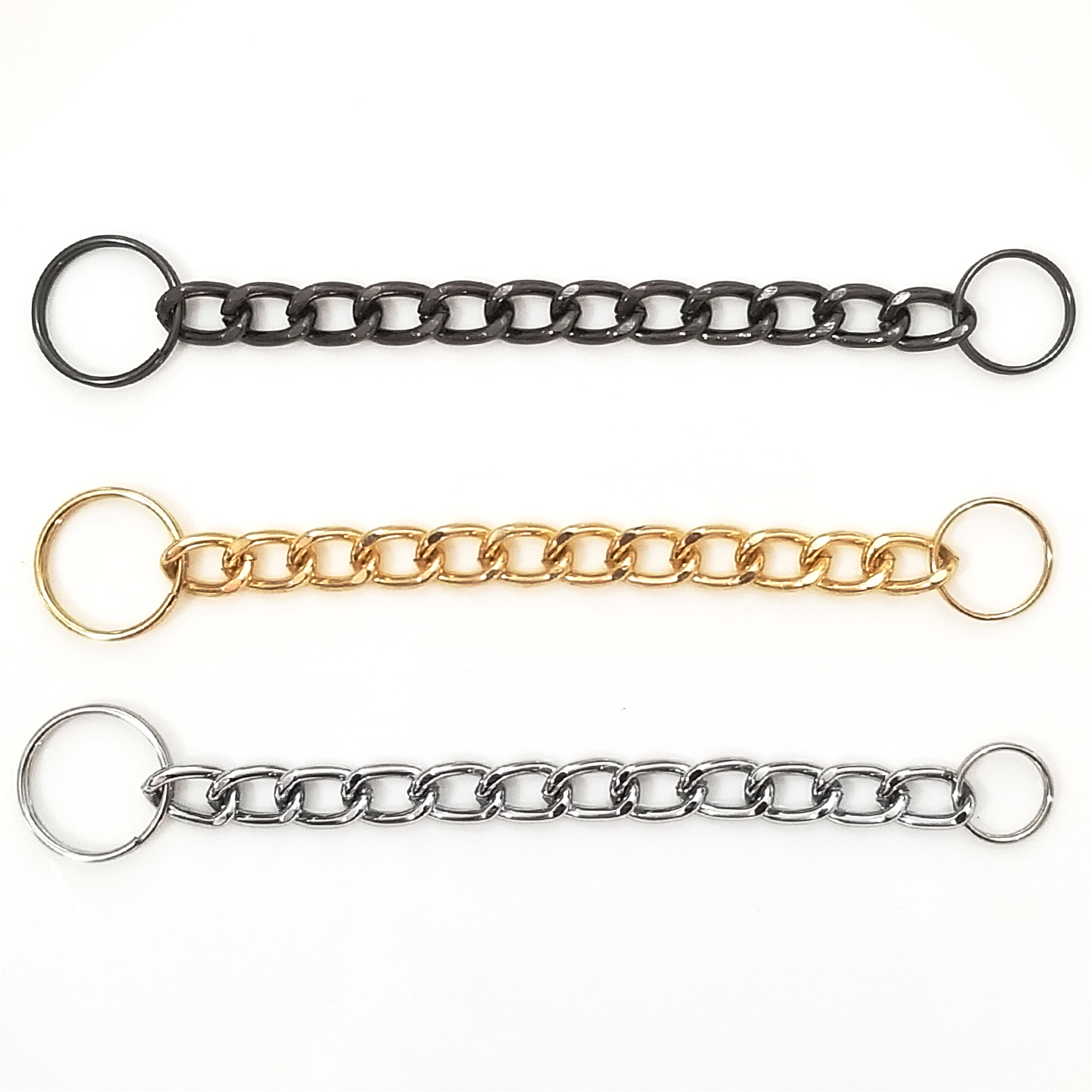 O黑色12节细铁磨链特长短钥匙绳链金属小众短挂多功能百搭扣饰品