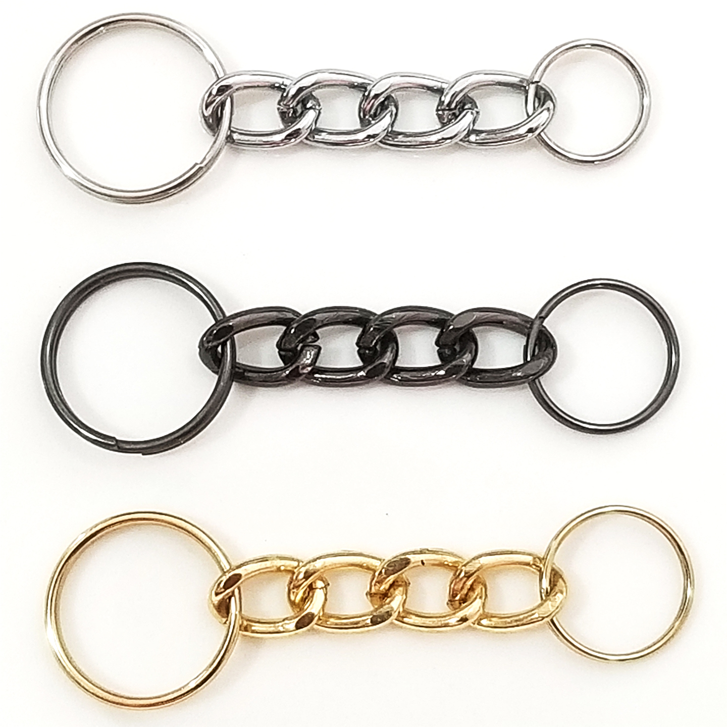 O黑色4节细铁磨链特长短钥匙绳链壳腰挂防丢带圈多功能百搭扣饰品