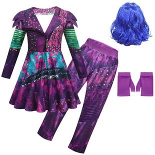 新款万圣节儿童服装Descendants后裔4cosplay儿童舞台表演三件套