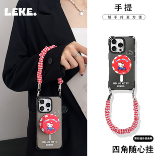 开车猫咪韩系适用苹果17pro手机壳带挂绳16手腕苹果17promax四角开孔小米13磁吸支架15手提12带子14防摔p80