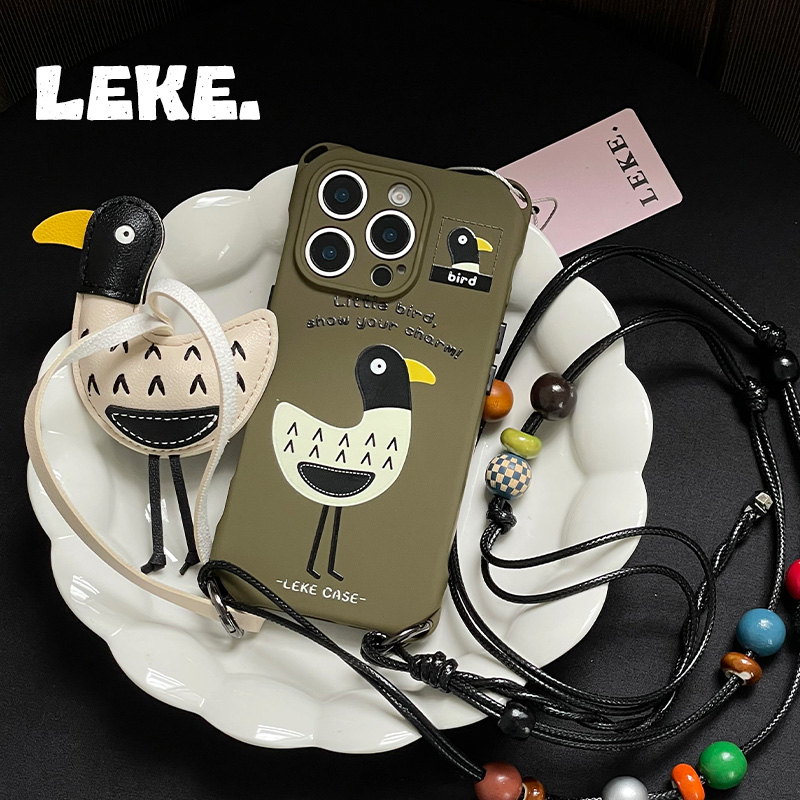 秋冬呆呆鸟手机壳带挂绳挂件支架