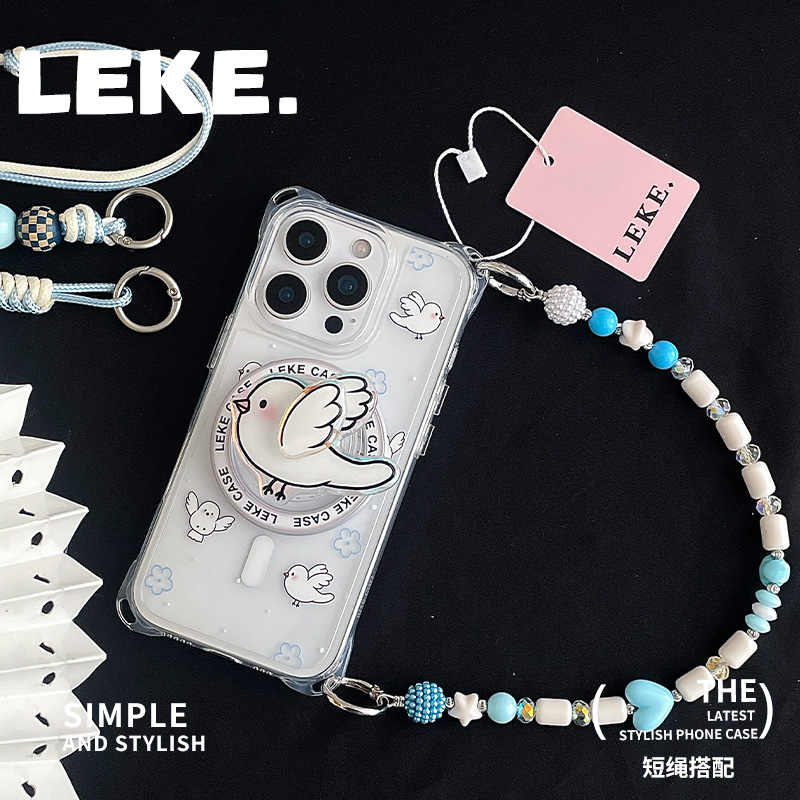 白鸽磁吸手机壳挂绳斜挎链条支架