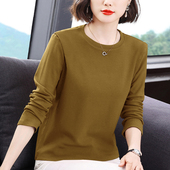 德绒打底衫 t恤 女秋冬洋气长袖 磨绒保暖上衣圆领内搭加厚2023新款