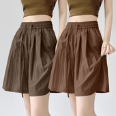 2025新款 夏季 休闲百搭薄款 外穿高腰大码 潮 短裤 显瘦直筒五分裤 女款