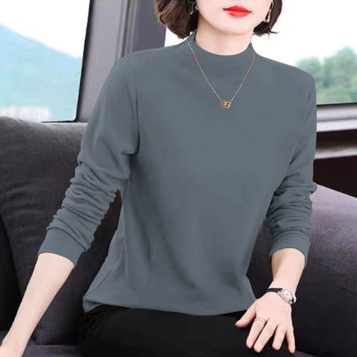半高领德绒打底衫女秋冬内搭新款加绒加厚磨毛保暖T恤洋气上衣服