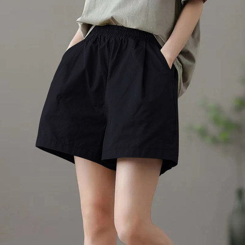 高腰阔腿短裤女垂感运动五分裤