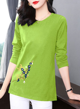 秋衣女士纯棉长袖t恤春秋外穿体恤宽松小衫设计感薄款打底衫上衣