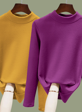 双面德绒半高领打底衫女内搭秋冬季高级感双面绒加厚保暖秋衣上衣