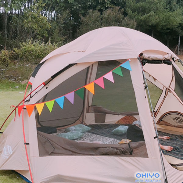 露营帐篷装饰彩旗装扮六一儿童节布置拉旗拉花天幕彩虹串旗夏令营