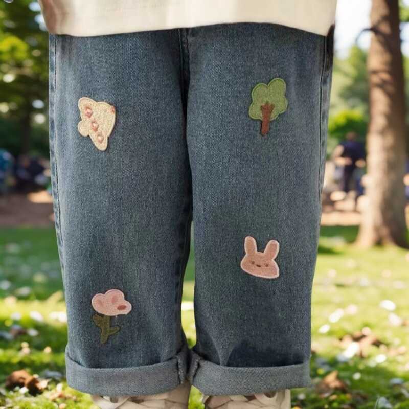 女童秋款绣花牛仔裤洋气