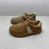 美拉德平底百搭运动休闲鞋 新款 女春秋季 清仓撤柜真皮复古德训鞋