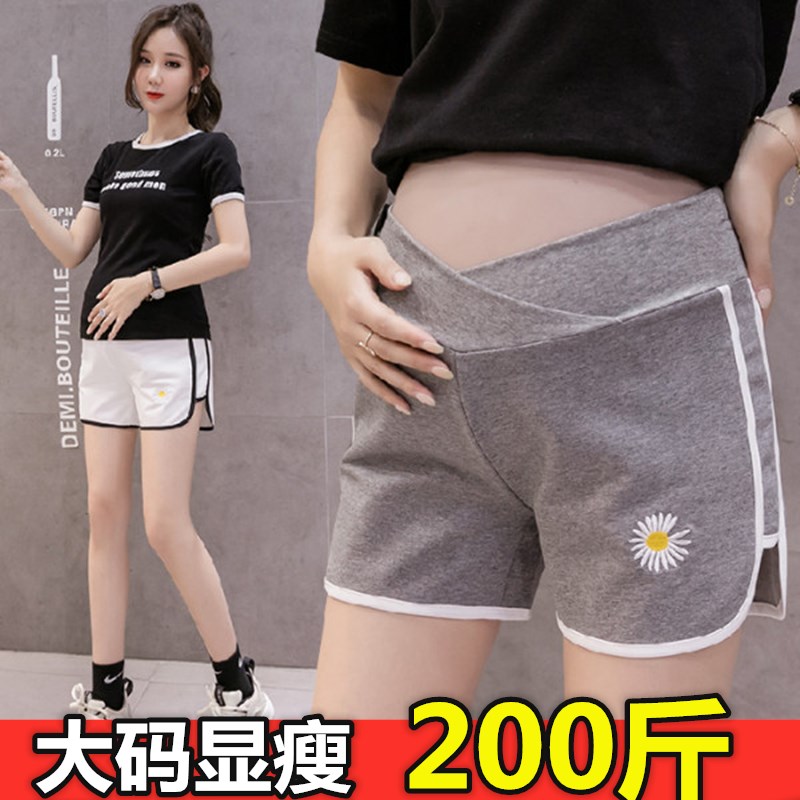 孕妇裤子加肥大码200斤阔腿休闲裤夏季宽松托腹薄款纯棉低腰短裤