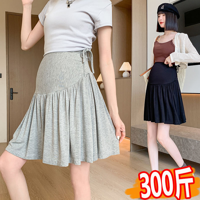 大码孕妇装半身裙夏季新款百褶裙裤300外穿托腹五分宽松短裙200斤