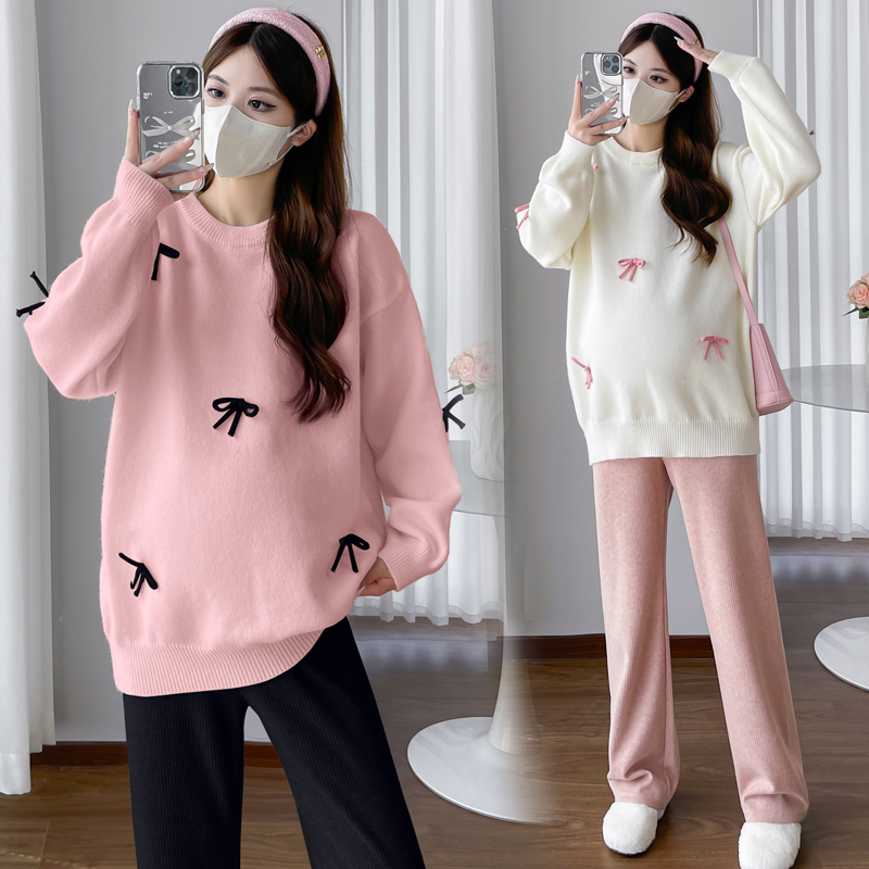 孕妇毛衣2025秋冬新款外出蝴蝶结