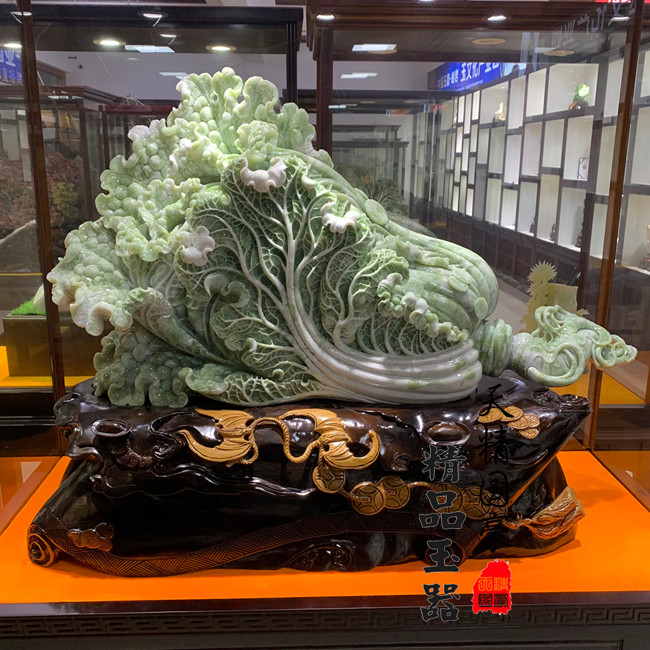 玉石摆件客厅玄关白菜办公室家居