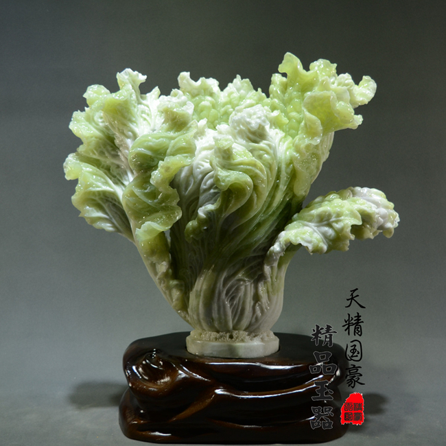 玉石摆件客厅天然岫玉摆件白菜