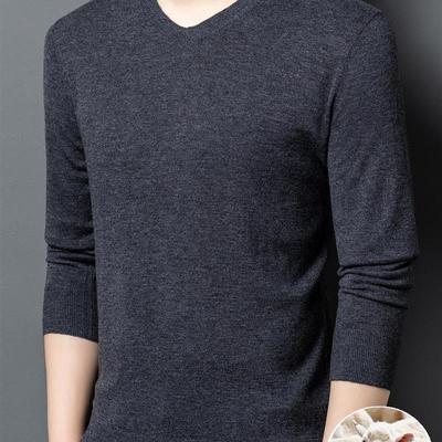 皮尔卡丹V领厚款100%纯羊绒衫男