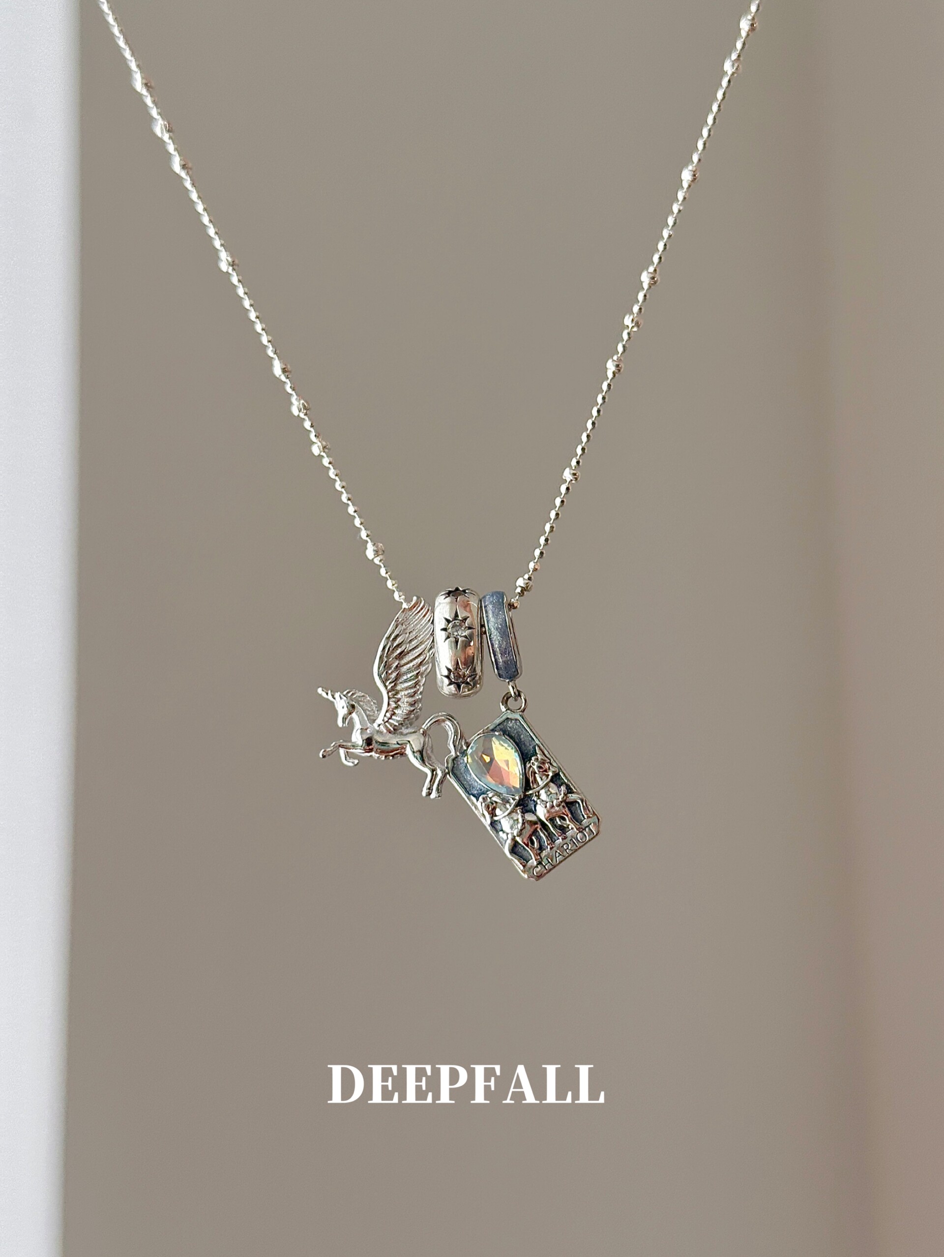 DEEPFALL 【战车官搭】s925银塔罗战车飞马夜光小天使diy项链搭配