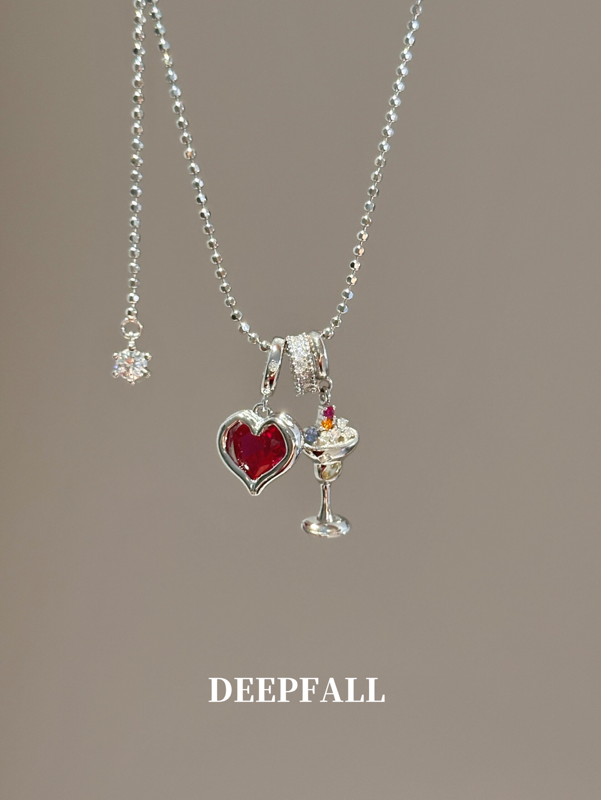 DEEPFALL【微醺系列】S925纯银夏日恋爱mojito小酒瓶吊坠项链DIY