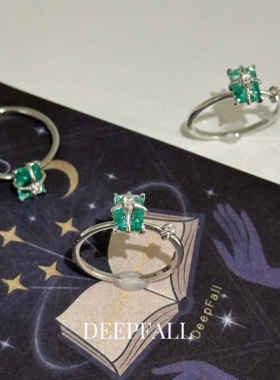 DEEPFALL  s925银浅绿色芒星单戒个性简约戒指