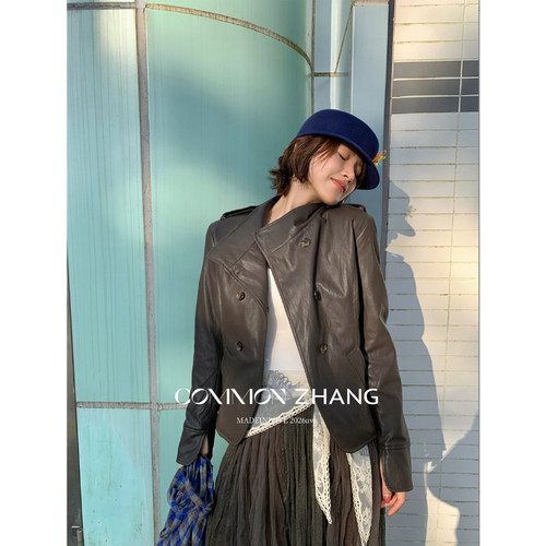 美式复古PU皮衣夹克女2026秋季新款立领机车服短外套