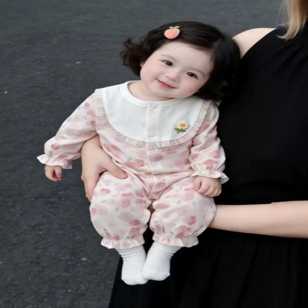 婴儿夏天衣服外穿薄款女宝婴儿连身衣a类夏安阳婴孩装空调服睡衣