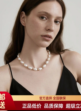 FataViamS925纯银镀18K金巴洛克珍珠锁骨链项链女高级感小众气质