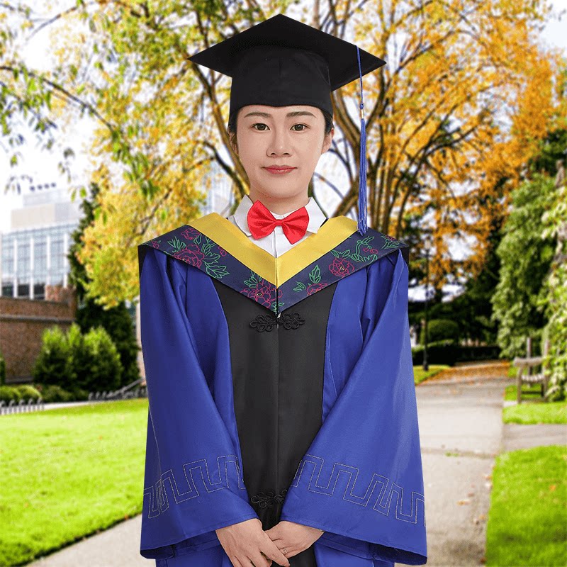 硕士服大学研究生毕业礼服博士服导师服定制校徽刺绣logo校长服