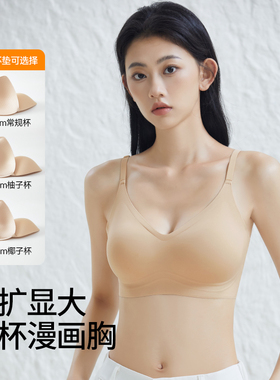 白T不透粉底液辣妹漫画胸外扩内衣女小胸显大聚拢软支撑无痕文胸