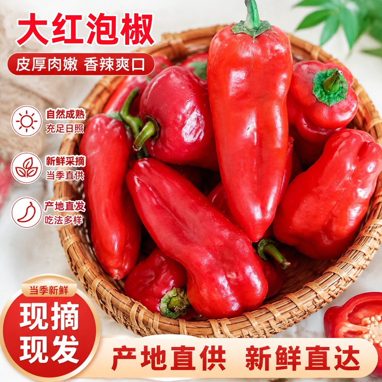 新鲜大红泡椒新鲜大红辣椒辣椒酱剁椒腌菜专用辣椒农家现摘