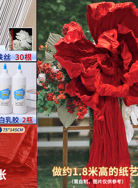 婚庆纸艺花手揉纸折纸和纸大型花婚礼背景褶皱纸DIY手工花材料包