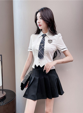 足浴足疗店工作服百褶裙衬衣性感